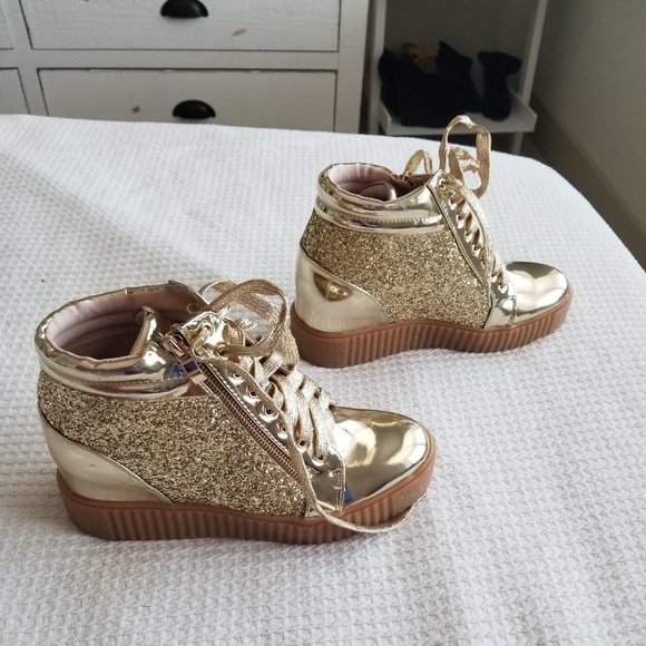 glitter wedge sneakers